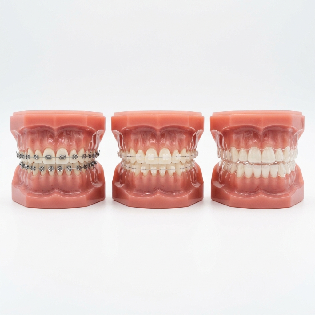 Comparação entre tipos de aparelhos ortodônticos: metálico, estético, lingual e alinhador invisível