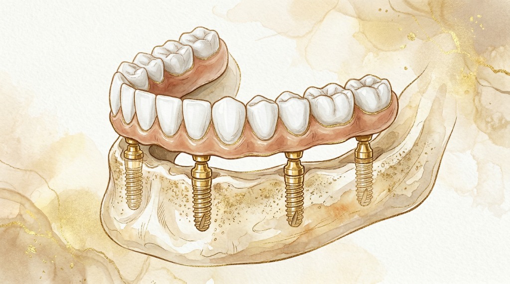 Ilustração de protocolo sobre implantes — Próteses Art Dental Belém