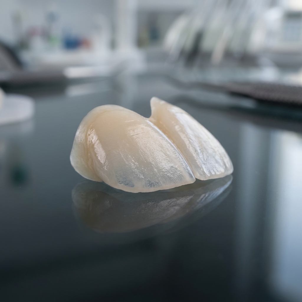 Renderização 3D de alta qualidade de uma lente de contato cerâmica.